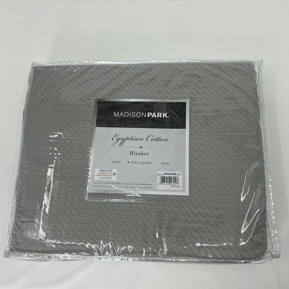 NWT Madison Park MP51N-6166 Gray Egyptian Cotton Blanket Modern Full - Picture 1 of 4